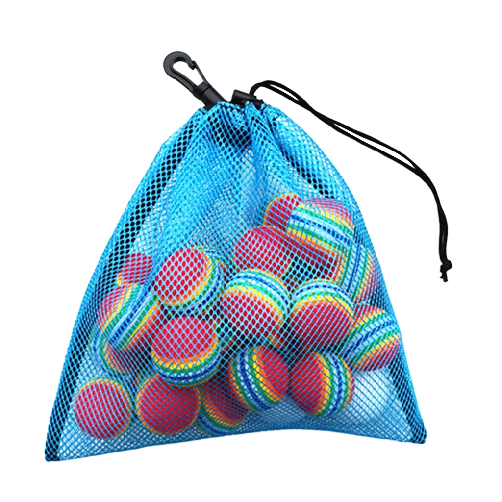 20 x 24cm 3Pcs Lightweight Nylon Mesh Nets Bag Pouch Golf Tennis 30 Balls Carrying Holder Storage Drawstring Bag