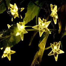 Пятиконечная звезда Солнечная Светодиодные лампы Строка Огни Новинка елка открытый декоративный сад 7 м 50 светодиоды