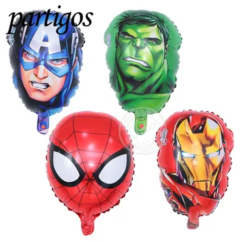 

4pcs/lot Iron Man&Captain America&Hulk&Spiderma Head helium Balloons new year inflatable Foil Balloon Party Decorations Globos