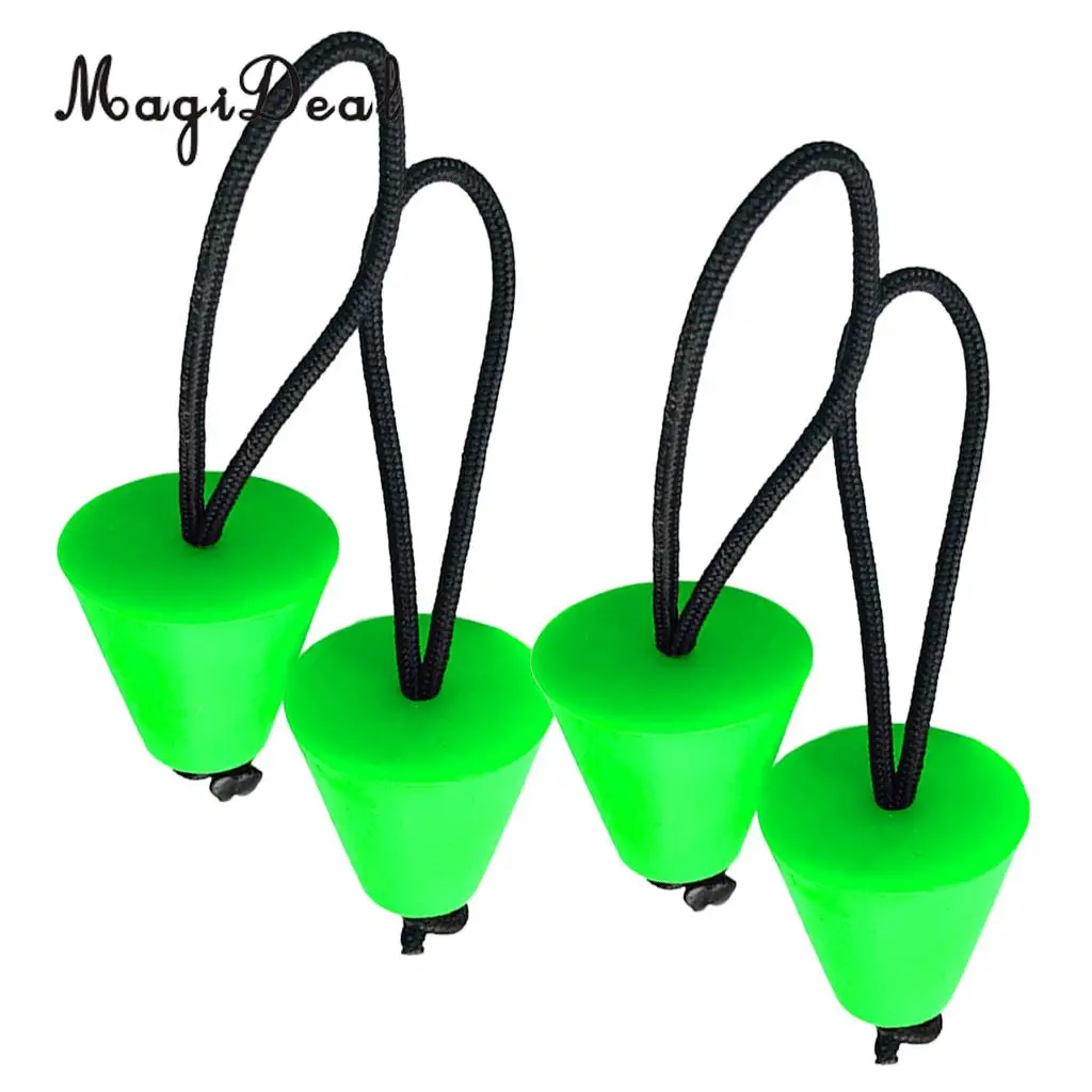 MagiDeal 4 Pieces Durable Green Rubber Kayak Canoe Scupper Plugs Drain Holes Stopper Kit - Universal Fit