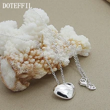 Heart Pendant Necklace 925 Sterling Silver Women Fashion Necklace Fashion Silver Chain Women 925 silver plated necklace with stylish heart pendant