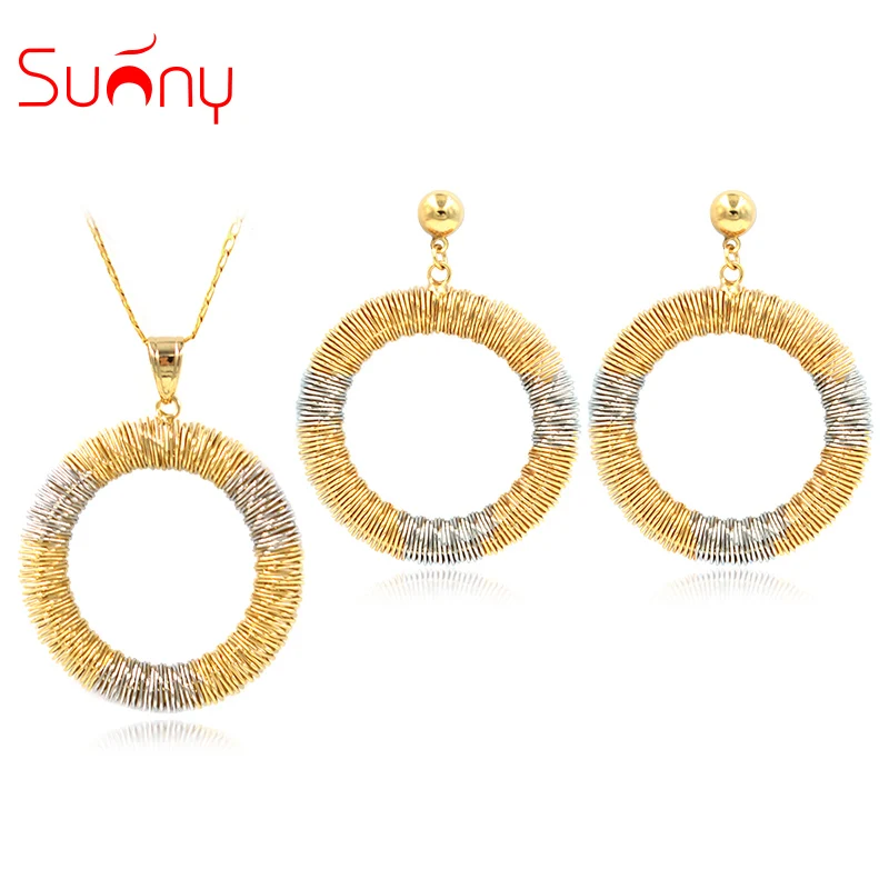Sunny Jewelry модные круглые ювелирные наборы колье серьги кулон Женские Ювелирные для