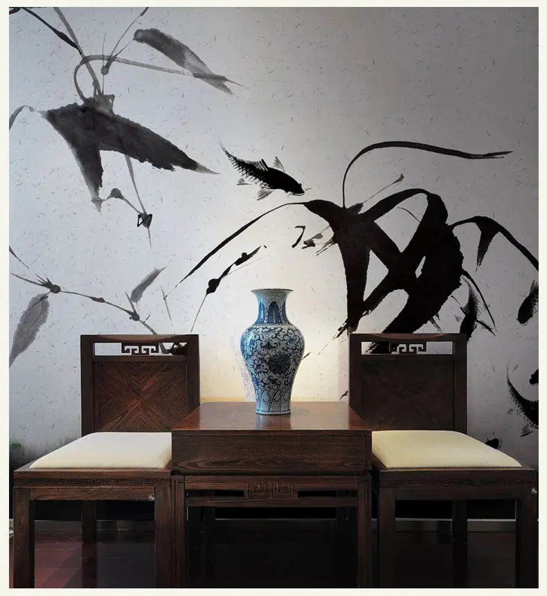 

Bacaz Ink Bamboo Leaf Japanese Style Murals for Living Room 3d Photo Murals Wallpaper for Walls Large Papel Mural 3d Wall Mural