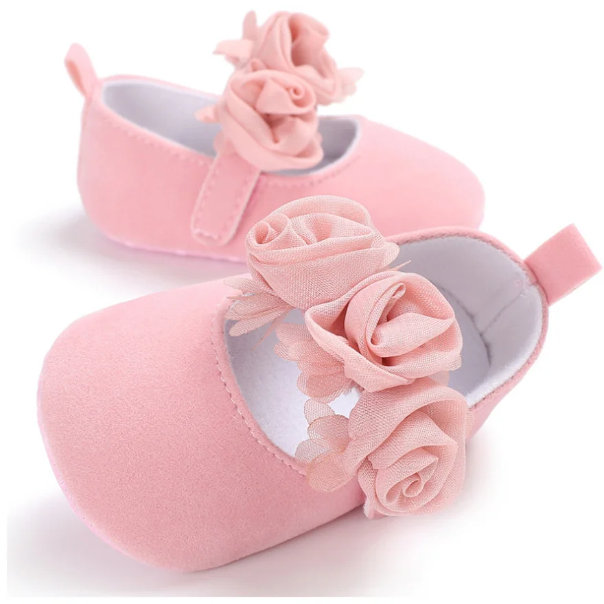 Sweet 3 Flowers Baby Girl Shoes Pink Princess Kids Party Shoes Newborn