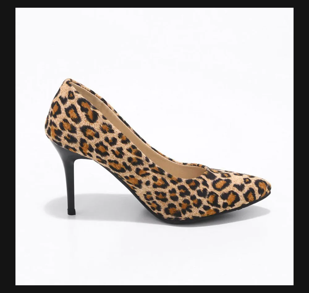Женская обувь на очень высоком каблуке; женские пикантные леопардовые туфли с острым носком на тонком каблуке; большие размеры; туфли на шпильке; женские туфли-лодочки; 9 см