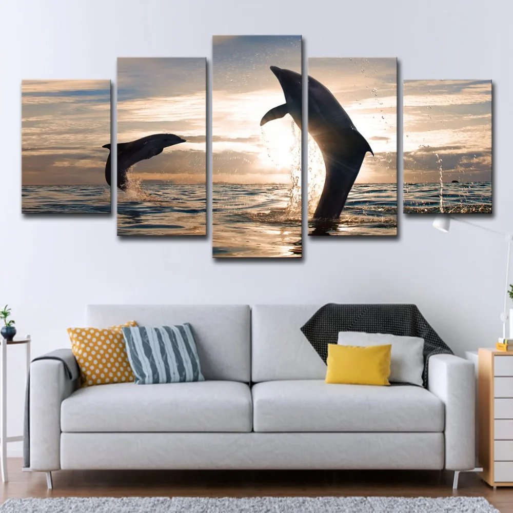 5P2249-HD Printed beautiful playful dolphins Painting Canvas Print room decor print poster picture canvas Free shipping (  (11)
