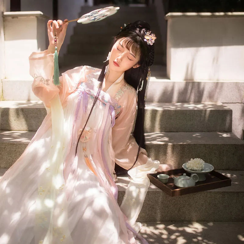 Традиционная китайская одежда Hanfu костюмы Сказочная юбка с широким рукавом