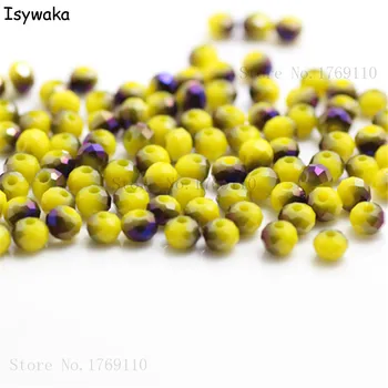 

Isywaka Solid Yellow Purple Colors 4mm 145pcs Rondelle Austria Crystal Glass Beads Loose Faceted Round Beads Jewelry Making