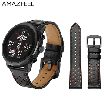 

Watch Strap 22mm for Amazfit Pace Band Xiaomi Huami Amazfit Stratos 2 Bracelet Genuine Leather 20mm Amazfit Bip Bit Strap