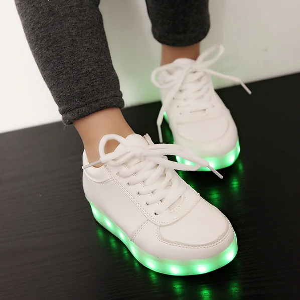 

New Children Lace Luminous Shoes Boys Girls Usb Charging Led Light Sneakers Kids Fashion Brand Casual Canvas