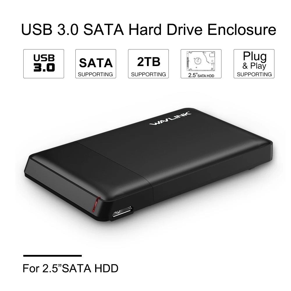 Wavlink SATA USB 3,0 Корпус жесткого диска UASP Внешний чехол для 7 мм 9,5 мм 2,5 дюйма SATA/HDD/SSD с usb-кабелем и отверткой