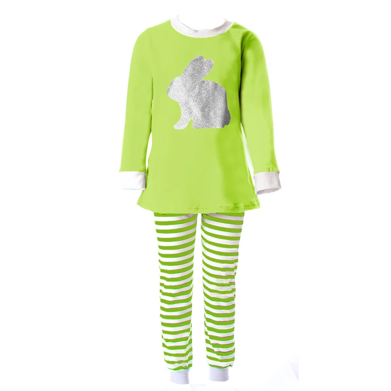 2017 Easter Girls Bunny Pajamas Cotton Stripe Easter Pajamas Boys Girls