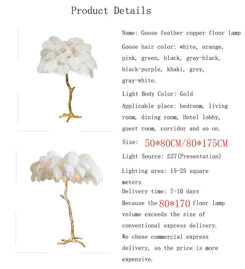 Скандинавские медные Страусиные перьевые напольные светильники Освещение волос торшеры спальни гостиной отель стоячие лампы светильники Светильник