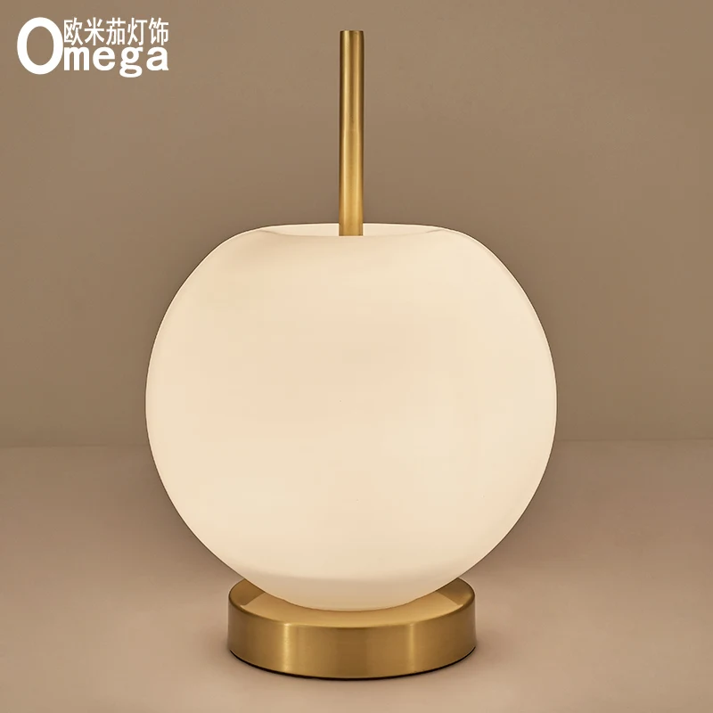 

Nordic post-modern copper glass table lamp study bedroom bedside decorative table lamp engineering model room hotel lamps