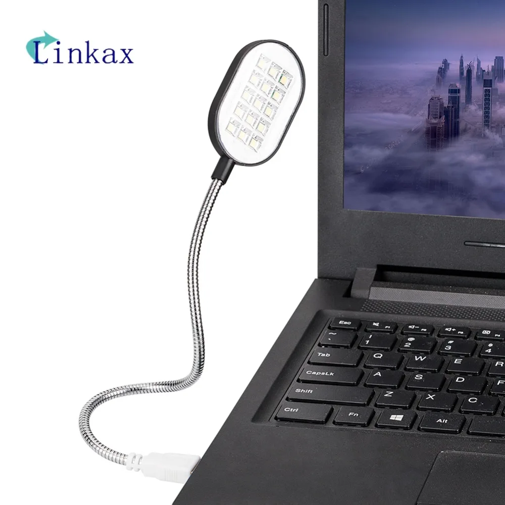 Flexible 31.4cm Ultra Bright Mini 15 LEDS Computer USB Light Lamp For PC Laptop Computer