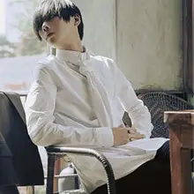 S-XXXL! Новинка, Мужская Корейская рубашка с длинным рукавом и галстуком, большие размеры, костюмы певицы