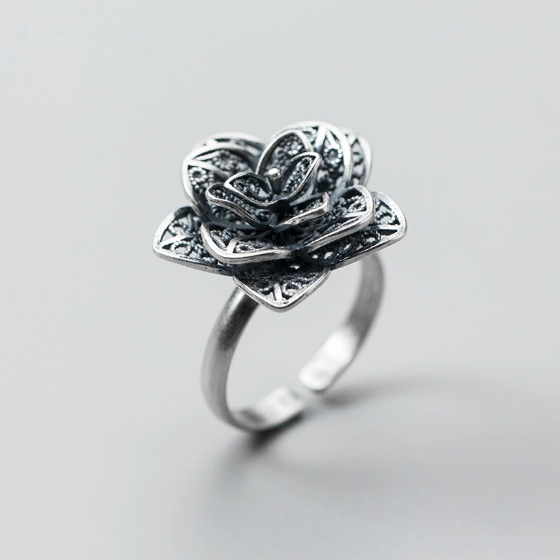 

Flower Ring 925 Silver Jewelry Vintage Anel Charm Minimalism Joyas Haut Bague Femme Aneis Anelli Punk Rings for Women Anillos