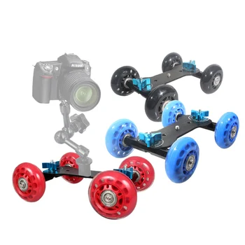 

One piece Table Top Dolly Mini Car Skater Track Slider Super Mute for DSLR Camera Camcorder Red/Blue/Black(optional)