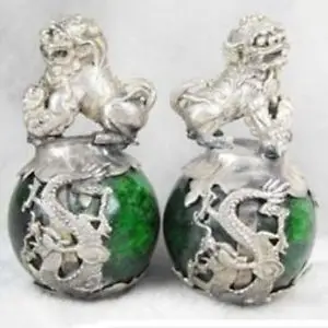home decoration Handwork Vintage Chinese Handmade Carved Dragon Armoured real Round stone gem Kirin Statue Wands wholesale | Украшения и