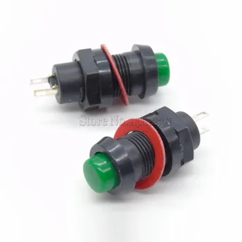 

10Pcs 10mm Round Miniature Push Button Switch DS-211 Self-locking Power Switch Green