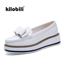 Kilobili/женские лоферы на плоской подошве; туфли из лакированной кожи без застежек с узлом; женские мокасины; туфли на плоской подошве черного и белого цвета