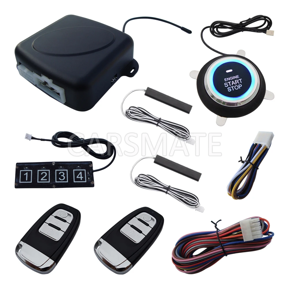Universal Rolling Code PKE font b Car b font Alarm System W Password Keypad Remote Start