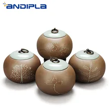 Винтажная ручная роспись грубая Керамическая пиала Caddy керамический герметичный чайный контейнер для еды бутылки для хранения кофе банки Емкость для специй домашний декор