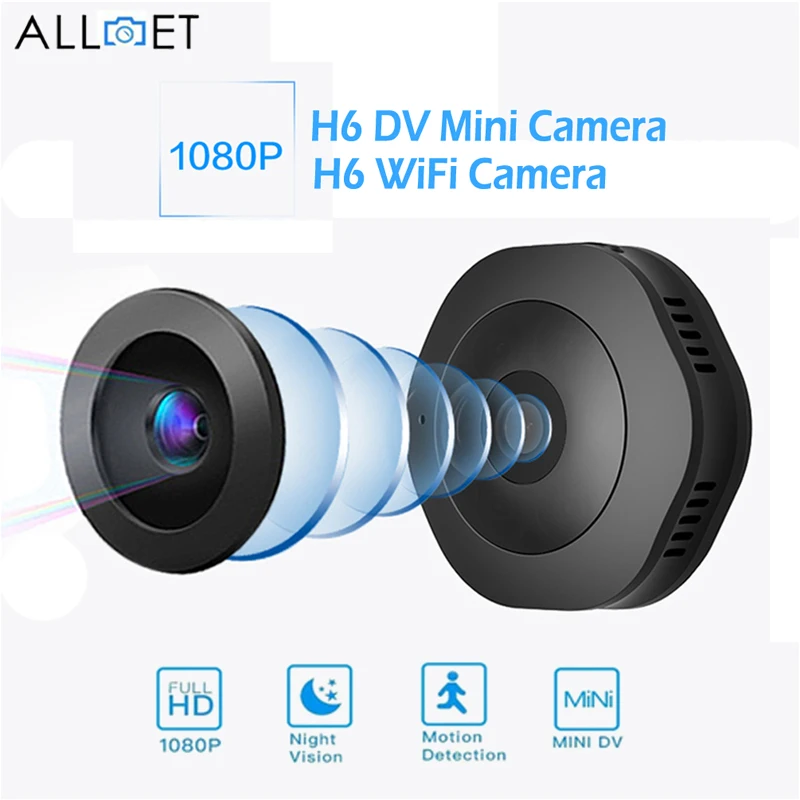 

ALLOET H6 DV WiFi Mini Camera 1080P Night Vision Motion Detection Camcorder Home Security Surveillance Wireless IP Micro Camera