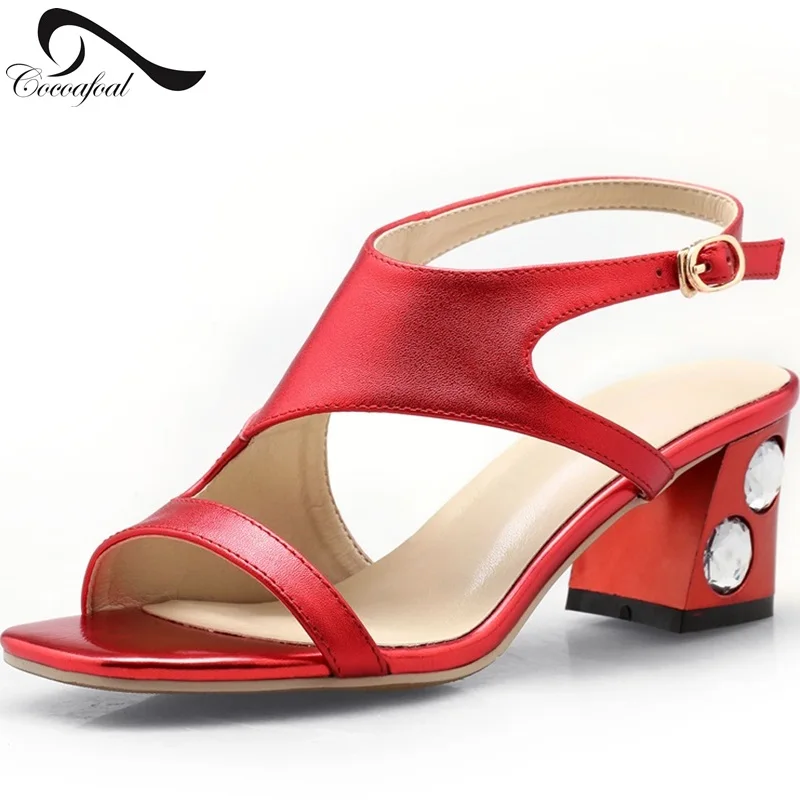 2017 Summer plus Size 10 Women High Heel Sandals Sexy Platform Red Thick Heels Black Crystal |