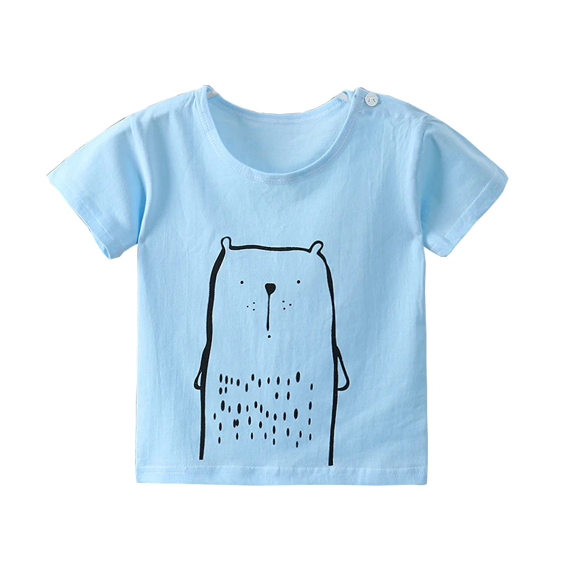 Dollplus/детская футболка для мальчиков и девочек, летняя футболка с принтом динозавра для маленьких мальчиков, хлопковые топы для маленьких мальчиков и девочек - Цвет: blue