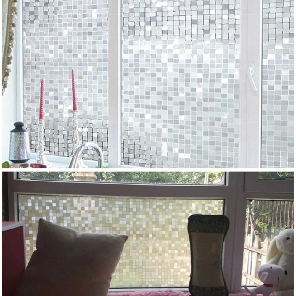 

3D Mosaic PVC Frosted Opaque Window Decorative Film Self Adhesive Glass Stickers For House Bathroom Decals adesivo de parede