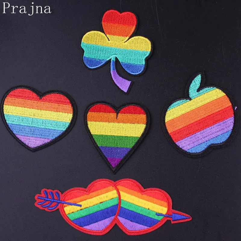 

Prajna DIY Embroidered Patches For Clothing Flag Pride Gay Patch Iron on Patches On Clothes Stripes Rainbow Patch Badge Sticker