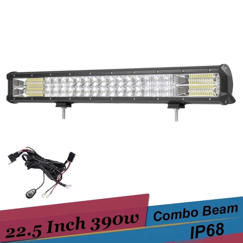 

390w 22.5'' Quad Row LED Light Bar Combo Offroad Driving Headlight Truck Tractor Trailer Mower ATV 4X4 Car Van 12v 24v led Bar