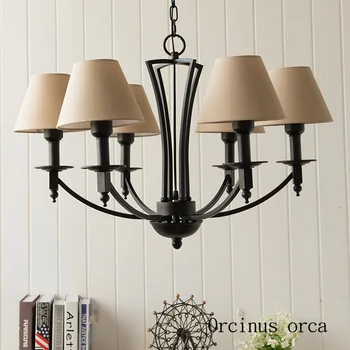 

Korean style garden fabric chandelier living room bedroom American style Mediterranean Mediterranean creative iron Chandelier