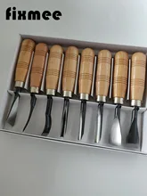 Fixmee 8 unids/set mano seca herramientas de tallado de madera Chip detalle cinceles cuchillos herramienta
