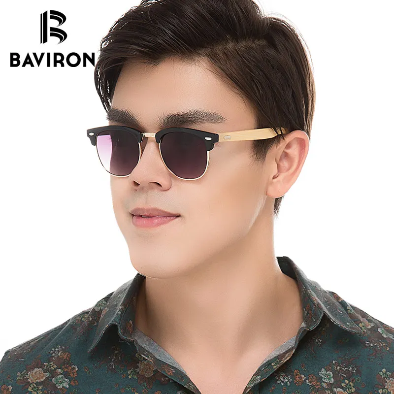 BAVIRON 2018 негабаритных бамбуковые солнцезащитные очки для Для женщин/Для мужчин