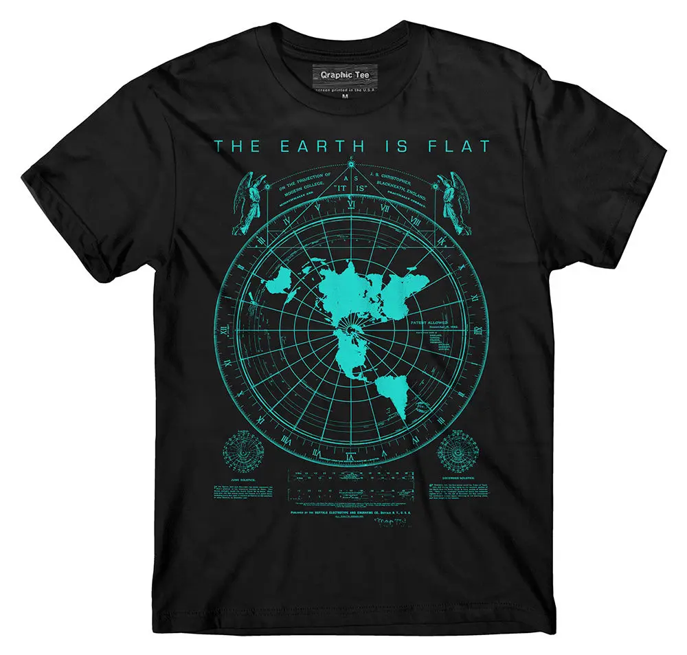 

Flat Earth Map t-shirt, Earth is flat, Firmament, lies, New World Order