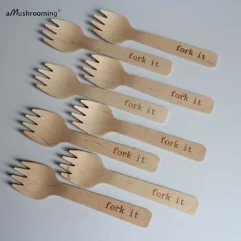 

1000 Personalized Small Sporks Wooden Disposable Party Forks Custom Rustic Wedding Supplies