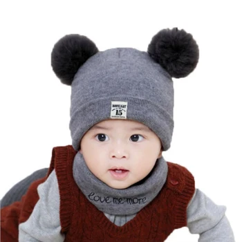 

Winter Baby Hats Warm Newborn Photography Props Hat For Girls Boys Baby Accessories Set(Baby Cap+Scarf)1 New