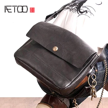 

AETOO Thickened cowhide retro postman bag male Leather crossbody bag