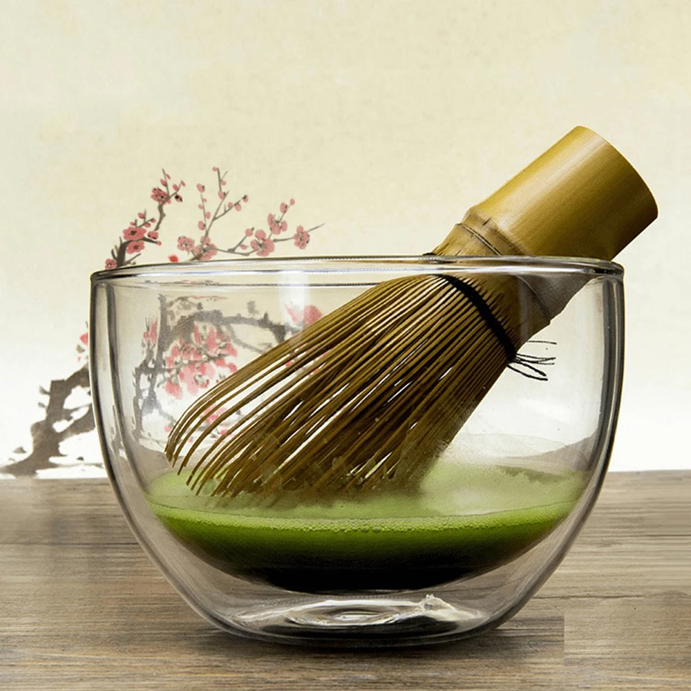 Самый популярный чай Матча набор из натурального бамбука матча 100 зубцов Chasen Совок 540 мл стеклянный, с двойными стенками чаша для маття и держатель для венчика