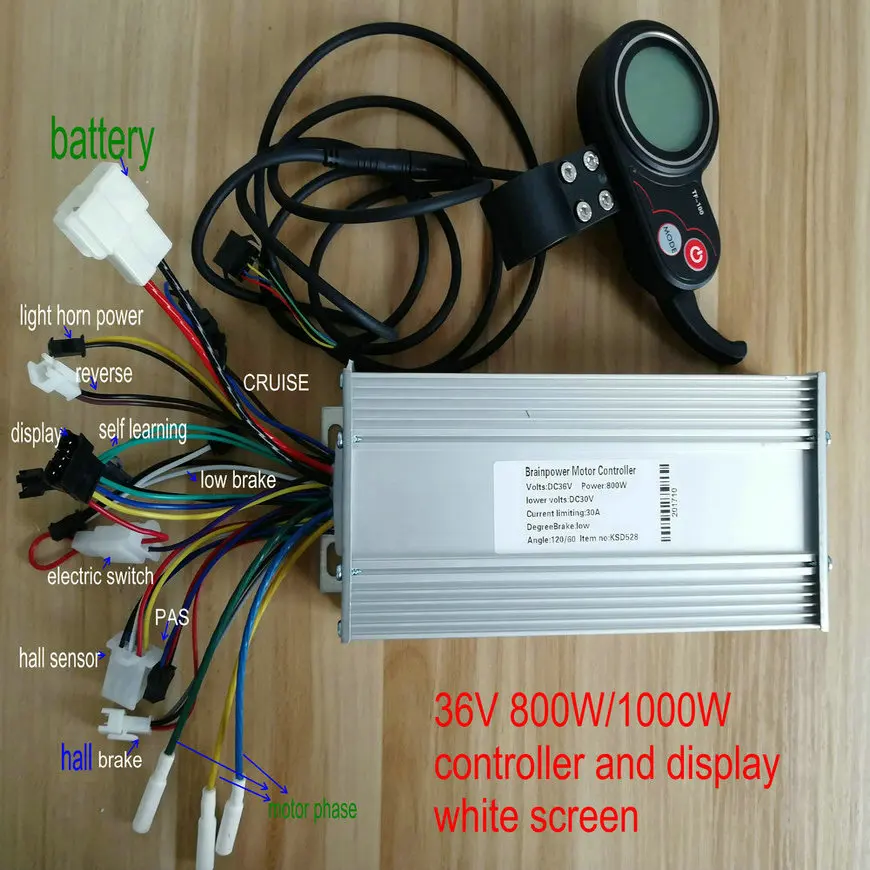 24v36v48v60v 400 Вт-1200 Вт BLDC контроллер и ЖК-дисплей с дроссельной заслонкой белый/цветной экран Электрический скутер горный электровелосипед часть