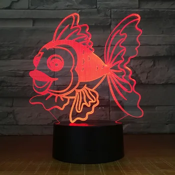 

3D LED Night Light Cute Golden Fish with 7 Colors Light for Home Decoration Lamp Visualization Optical Illusion Awesome Light