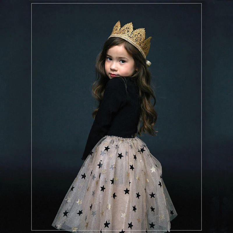 4B&N Princess Long Sleeve Baby Girl Dress Knitted Baby Girl Clothes Tutu Ball Gown Party Dresses with Stars Baby Kid Girl clothes