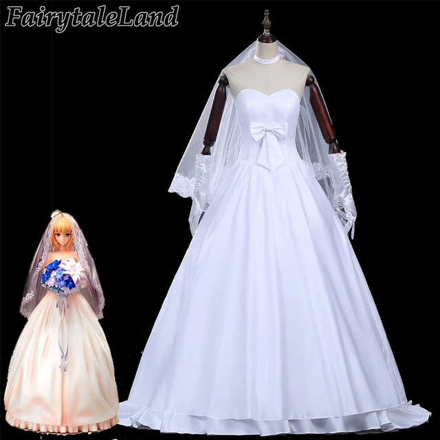 Fate Zero Saber Cosplay Costume 10th Anniversary Party Wedding Fate Zero Saber Cosplay Costume 10th Anniversary Party Wedding Dress Costumes For Women