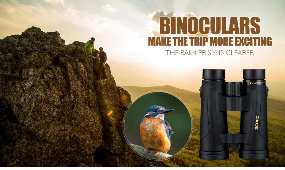 SCOKC 8x42 Compact Binoculars for Bird Watching Waterproof Bak4 Nitrogen Filled Telescope for travelling Hunting Birding