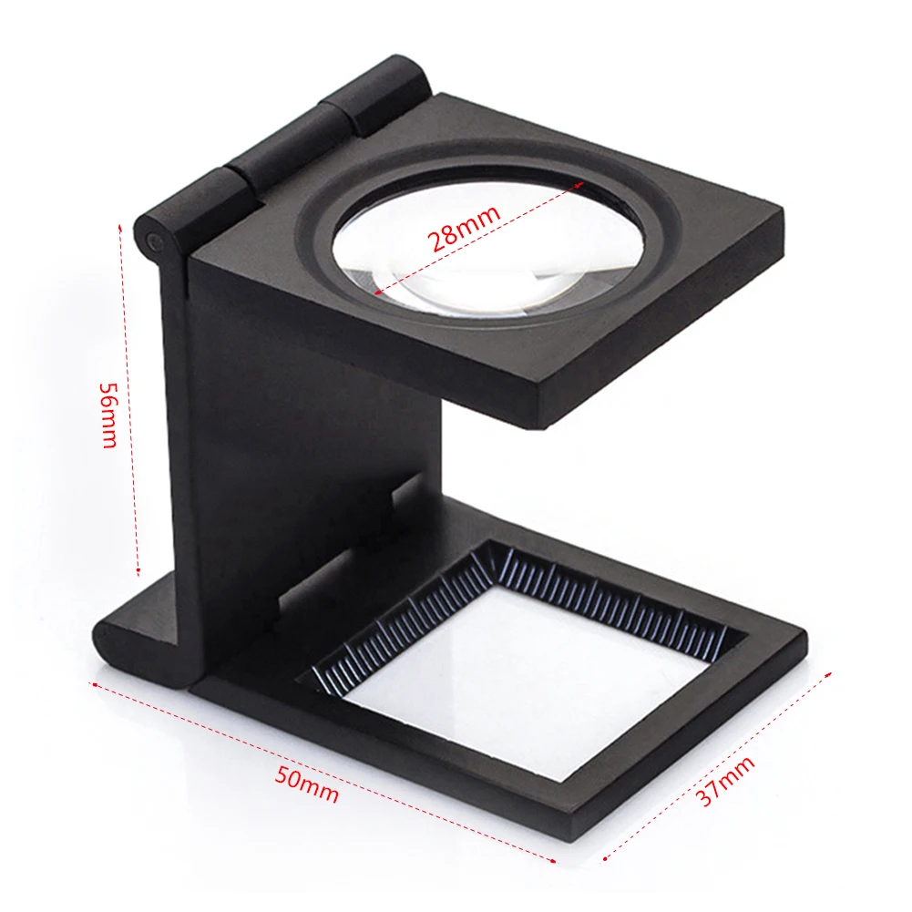 10x металлическом столе 2 светодиодный Лупа оптическая линза черный складной печати ткань увеличительное Стекло W/шкалы указателя невидно