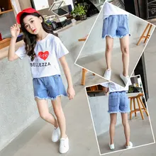 4-12 Years Old Baby Girls Jeans Shorts 2019 Summer Girl Short Pants for Kids Ripped Jeans for Children Denim Shorts High Quality spring jeans for girls kids designer ripped jeans baby girl tassels overalls children clothes cotton jag flares for girl blue