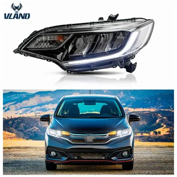 

LED Angel Eyes Lights For HONDA Fit Jazz LED Strip Head Lamps 2014-2018 Classic Head Light with High and Low Beam Lights