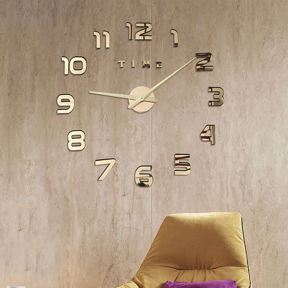 Новинка, Светящиеся Настенные часы, большие часы, часы Horloge, 3D, сделай сам, акриловые зеркальные наклейки, кварцевые, современный, бесшумный - Цвет: Wall Clock 3